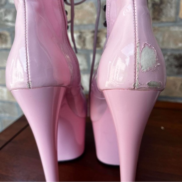 Pleaser pink ankle boots, 7 inch heel - Picture 3 of 5